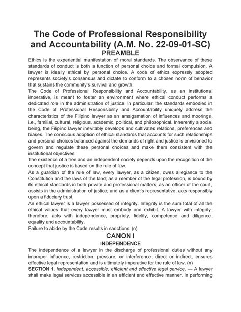 Code of Professional Responsibility and Accountability 22.